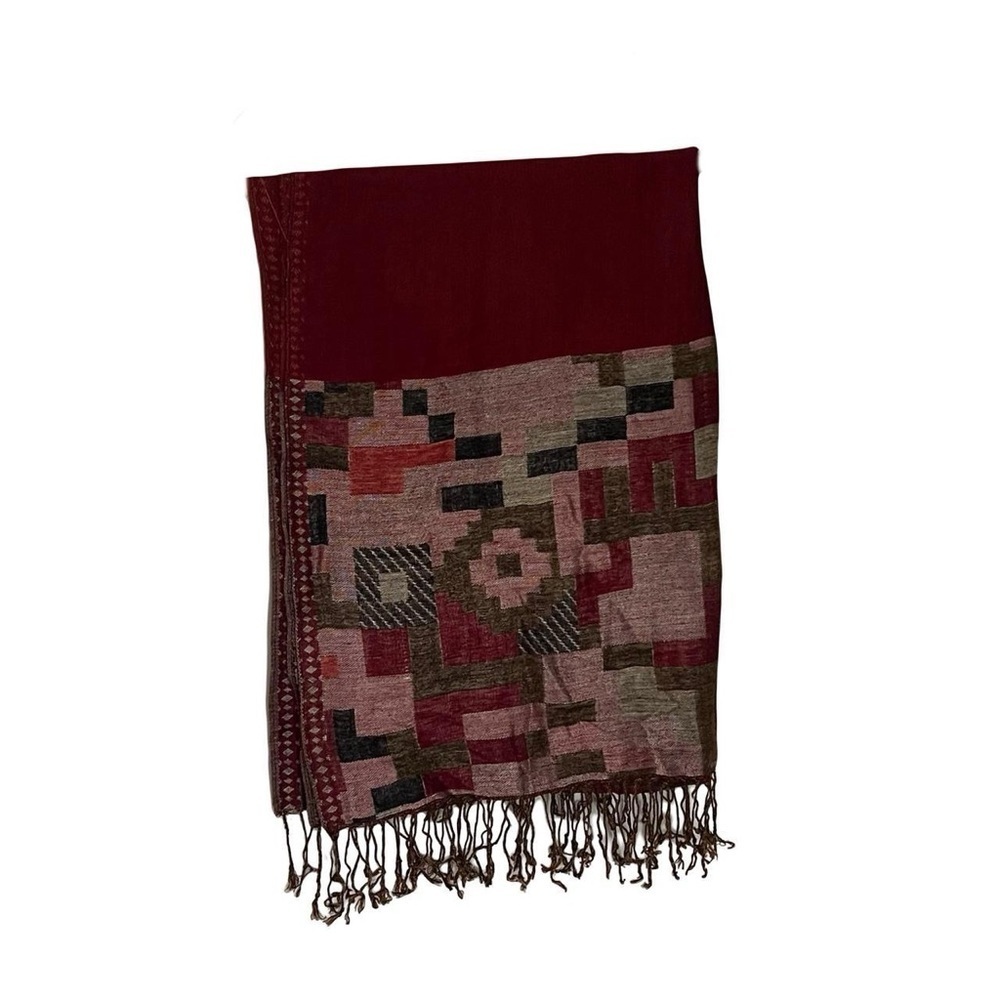 Vintage silk pashmina tasseled scarf